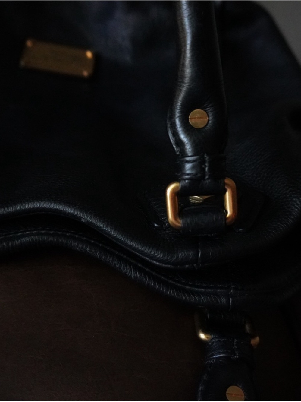 Marc by Marc Jacobs Black Leather Shoulder Bag with Gold Hardware - Picture 13 of 15
